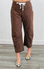 Chocolate Waist Tie Barrel Jeans (Reg.)