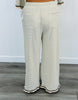 Cream/Brown Striped Ruffled Hem Pants (Reg & Plus)