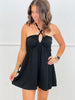 Black Halter Neck Shirred Romper (Reg.)