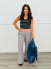 Blue Combo Relaxed Wide Leg Pants (Reg & Plus)