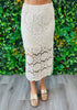 Cream Crochet Lace Pencil Midi Skirt (Reg.)