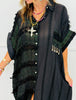 POL Black Textured Midi Shirt Dress (Reg.)