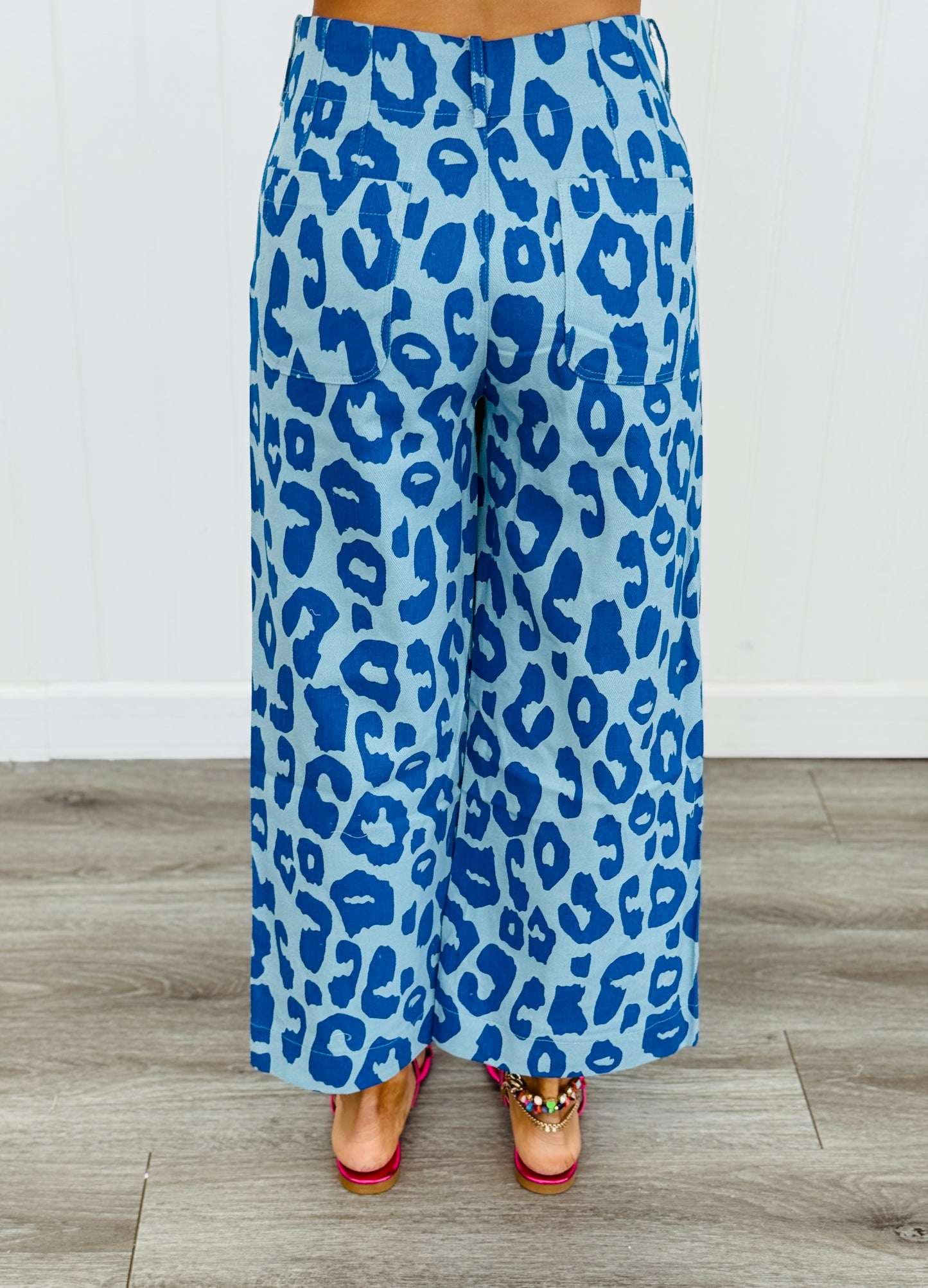 Light Blue Leopard Cropped Pants (Reg.)