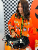 Queen Of Sparkles Orange Halloween Dogs Button Up Cardigan (Reg. and Plus)