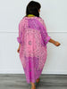 POL Pink Multi Floral & Contrast Stripe Midi Dress (OS)