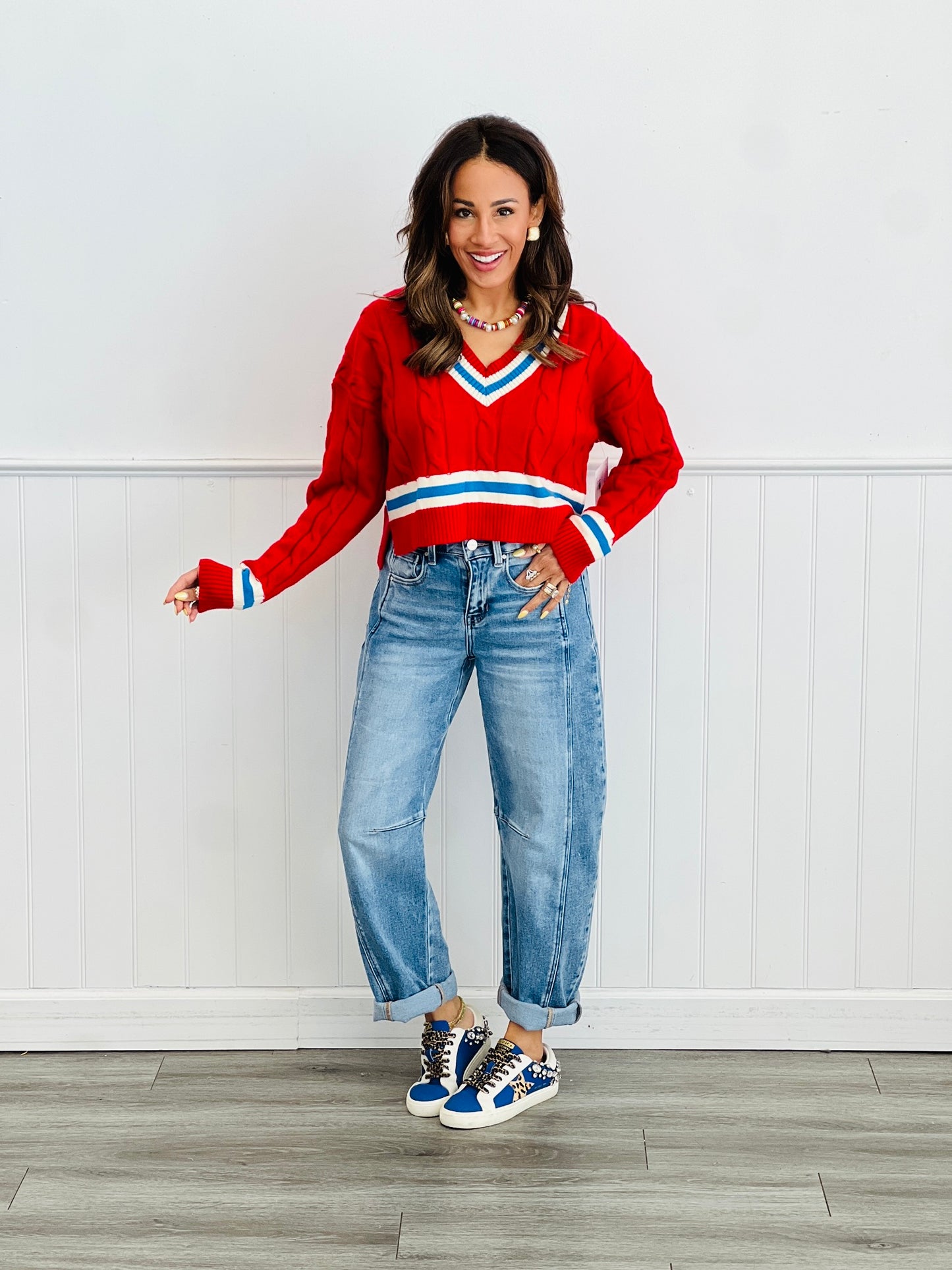 Cable Knit V-Neck Sweater Top (Reg.) - 2 Colors