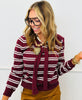 Burgundy Striped Sweater (Reg. and Plus)