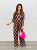 Pleated Checker Print Shirt Pants Set (Reg. and Plus)