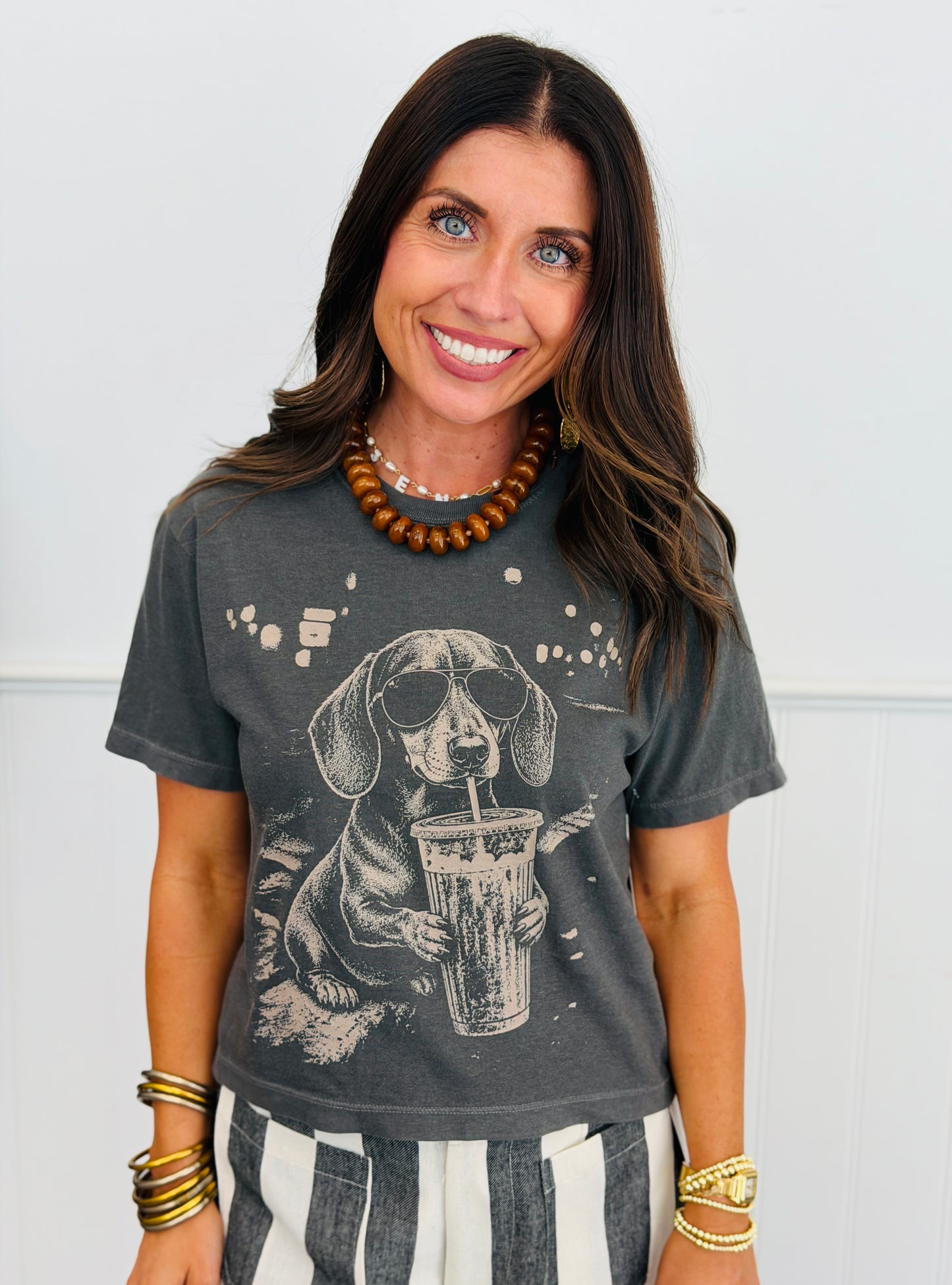 Sips & Shades Weenie Dog Boxy Tee (Reg. and Plus)
