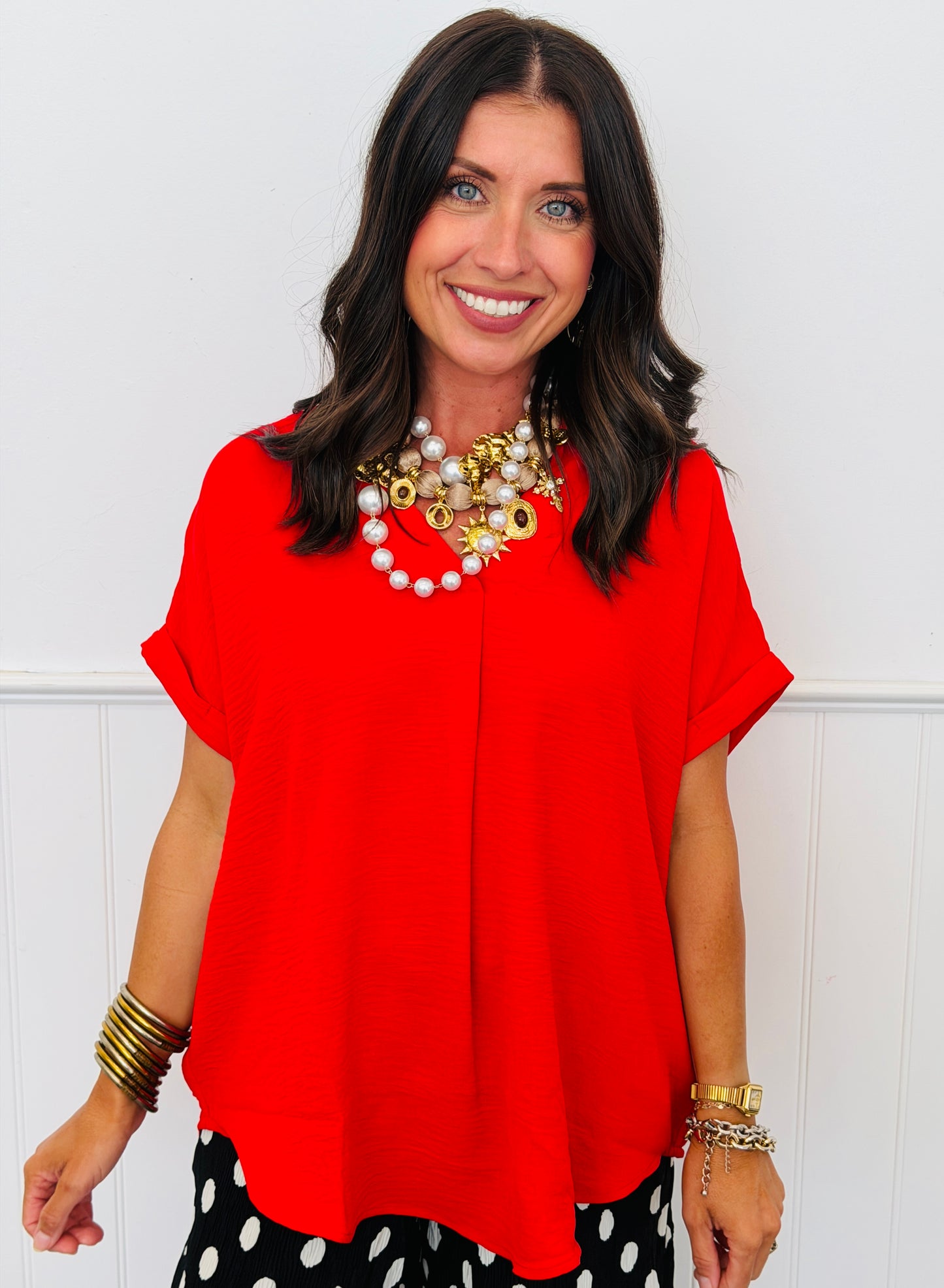 Pullover Back Pleat Collared Blouse (Reg.) - 5 Colors