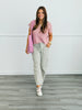 Grey Striped Twill Barrel Pants (Reg & Plus)