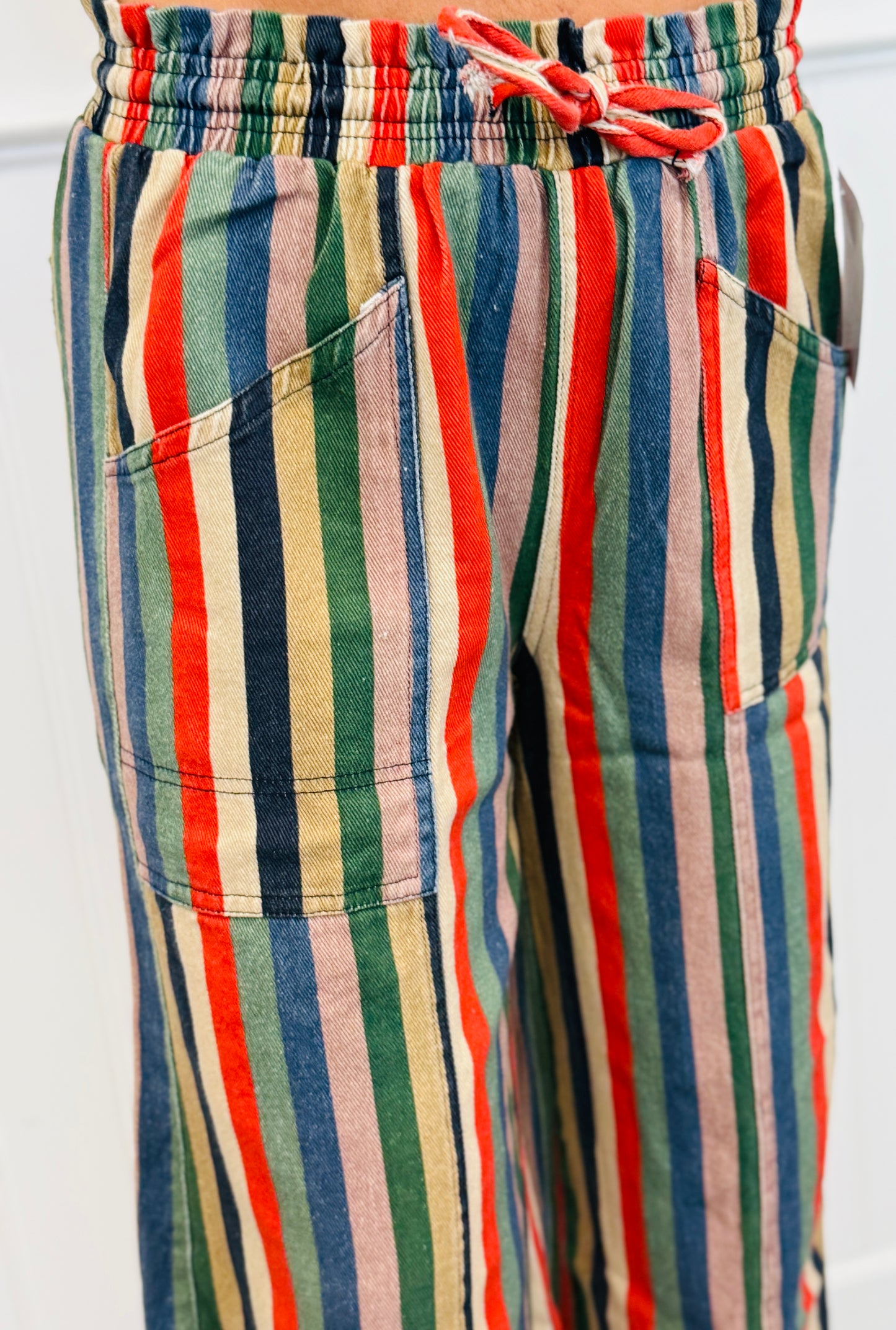 Multi Stripe Tulip Hem Pull On Pants (Reg.)