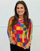 Hot Pink/Orange Checkered Mesh LS Top (Reg & Plus)
