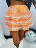 Orange Gingham Lace Ruffled Mini Skirt (Reg.)