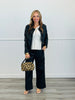 Black Faux Leather Gold Button Jacket (Reg.)