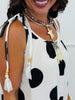 White/Black Polka Dot Tie Strap Maxi Dress (Reg & Plus)