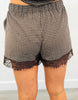Brown Plaid Lace Trim Shorts (Reg.)