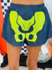 Queen Of Sparkles Dark Denim & Neon Green Skeleton Shorts (Reg. and Plus)