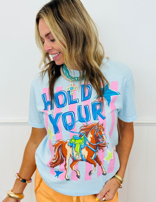 Hold Your Horses Graphic Tee (Reg. and Plus)