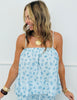 Light Blue Stripe Seashell Flare Tank (Reg.)