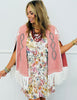 Pink Fringe Detail Open Cape Jacket (Reg.)