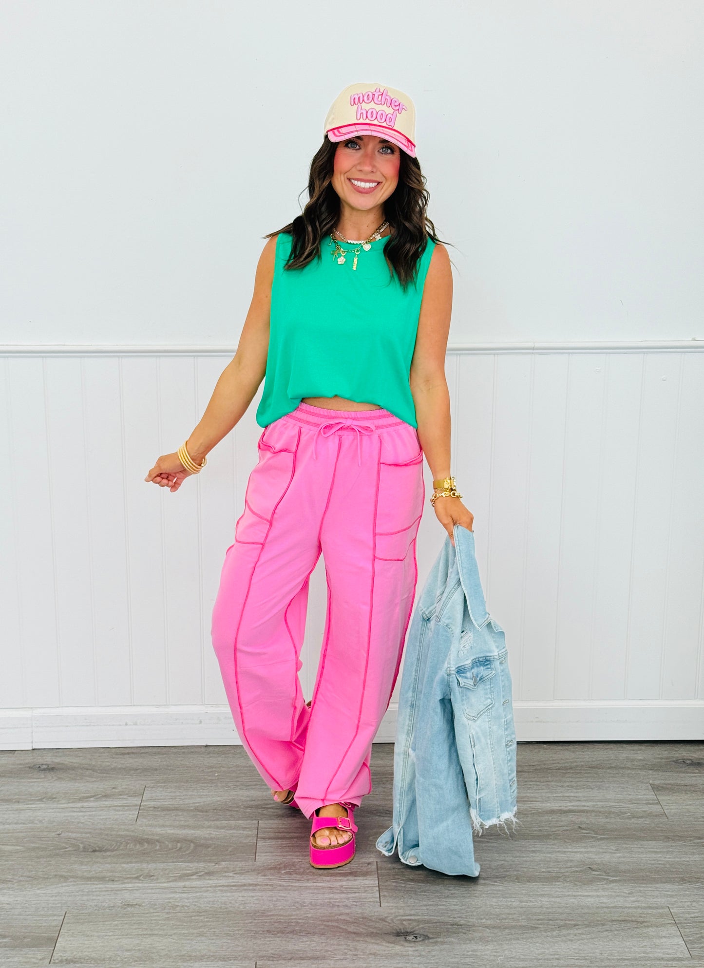 Pink Stitch Detailing Pants (Reg.)