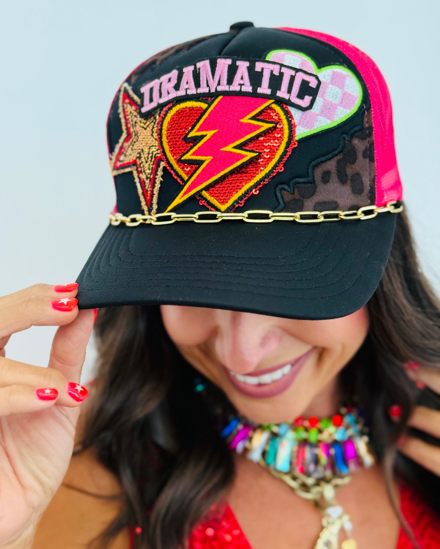 Dramatic Trucker Hat with Chain