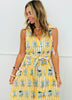 Gold Printed Sleeveless Midi Dress (Reg. and Plus)