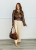 Brown Long Sleeve Sequin Mesh Top (Reg.)