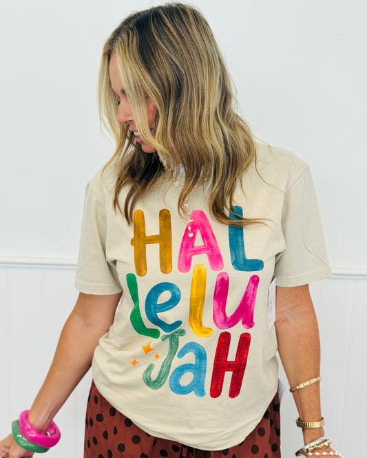 Sand Hallelujah Graphic Tee (Reg. and Plus)