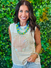 Queen Of Sparkles Ivory & Tan Striped Shell Tank (Reg. & Plus)