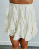 Cream Ruffled Lace Trim Mini Skirt (Reg & Plus)