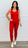 Red Ribbed Nylon Leggings (Reg. and Plus)