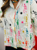 Queen Of Sparkles Beige Multi Skeleton Button Up Top (Reg. and Plus)