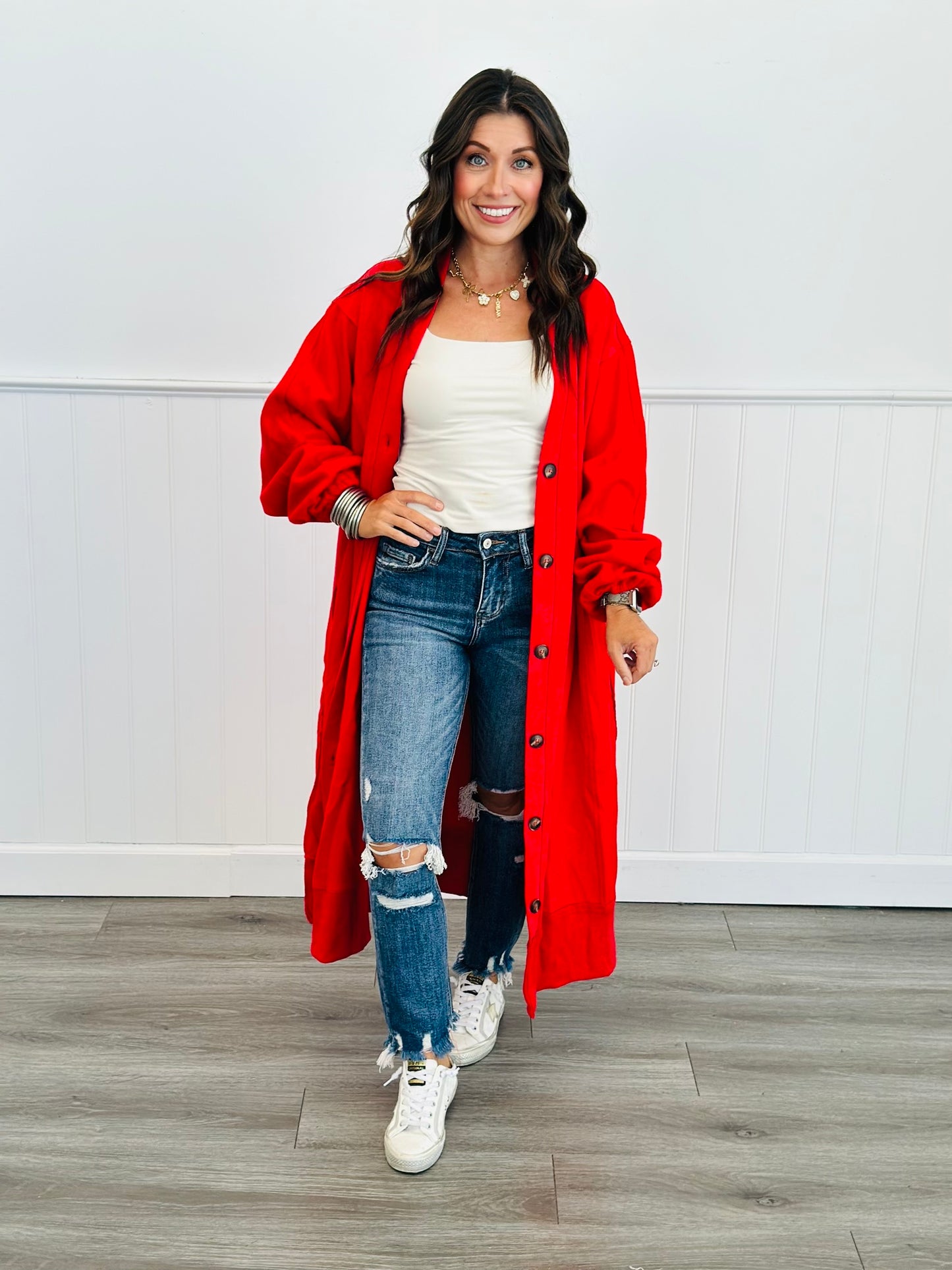 Red Heavyweight Maxi Cardigan (Reg & Plus)