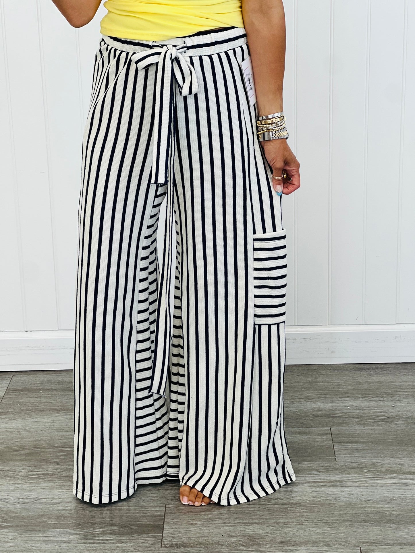 Striped Wide Leg Pants (Reg & Plus)-2 Colors