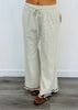 Cream/Brown Striped Ruffled Hem Pants (Reg & Plus)