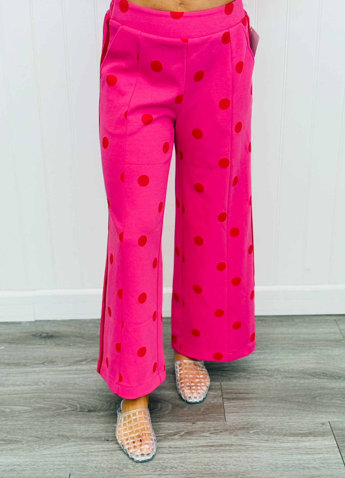 Hot Pink Polka Dot Side Striped Pants (Reg.)