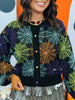 Queen Of Sparkles Black Multi Spiderweb Button Up Sweater (Reg. and Plus)