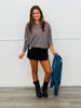 Grey Polka Dot Pullover Top (Reg & Plus)