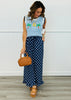 Navy/Blue Polka Dot Ruffle Hem Pants (Reg. and Plus)