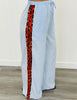 Blue Stripe Leopard Side Trim Pants (Reg & Plus)