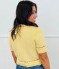 Yellow/Brown Short Sleeve Stitched Cardigan (Reg.)
