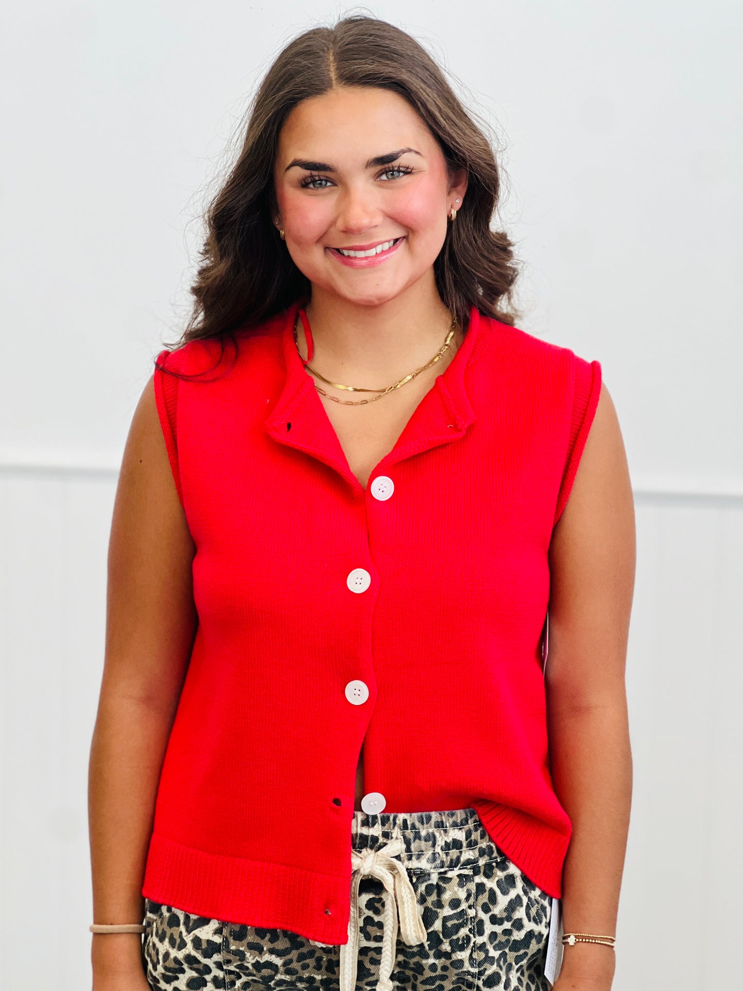 Cherry Rolled Edge Sleeveless Sweater (Reg.)