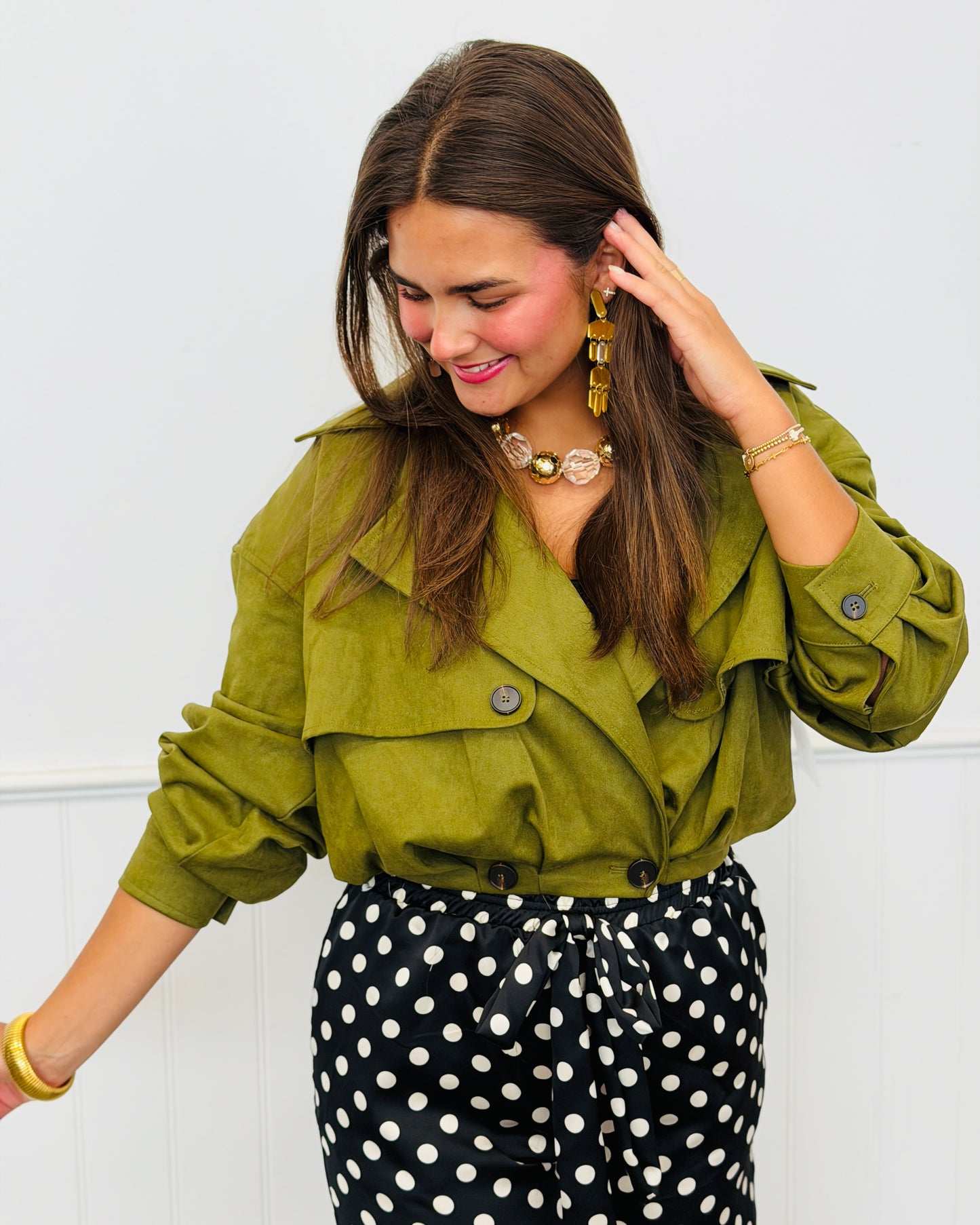 Matcha Faux Suede Trench Jacket (Reg.)