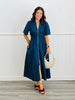 Navy Front Zip Midi Dress  (Reg & Plus)