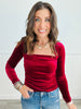 Velvet Queen Anne Neckline Top (Reg)-2 Colors