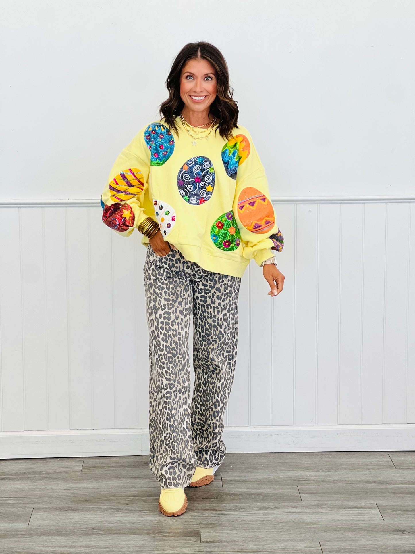 Light Cheetah Low Rise Wide Leg Jeans (Reg.)