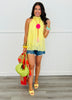 Back Trailing Tie Sleeveless Blouse (Reg.)-2 Colors
