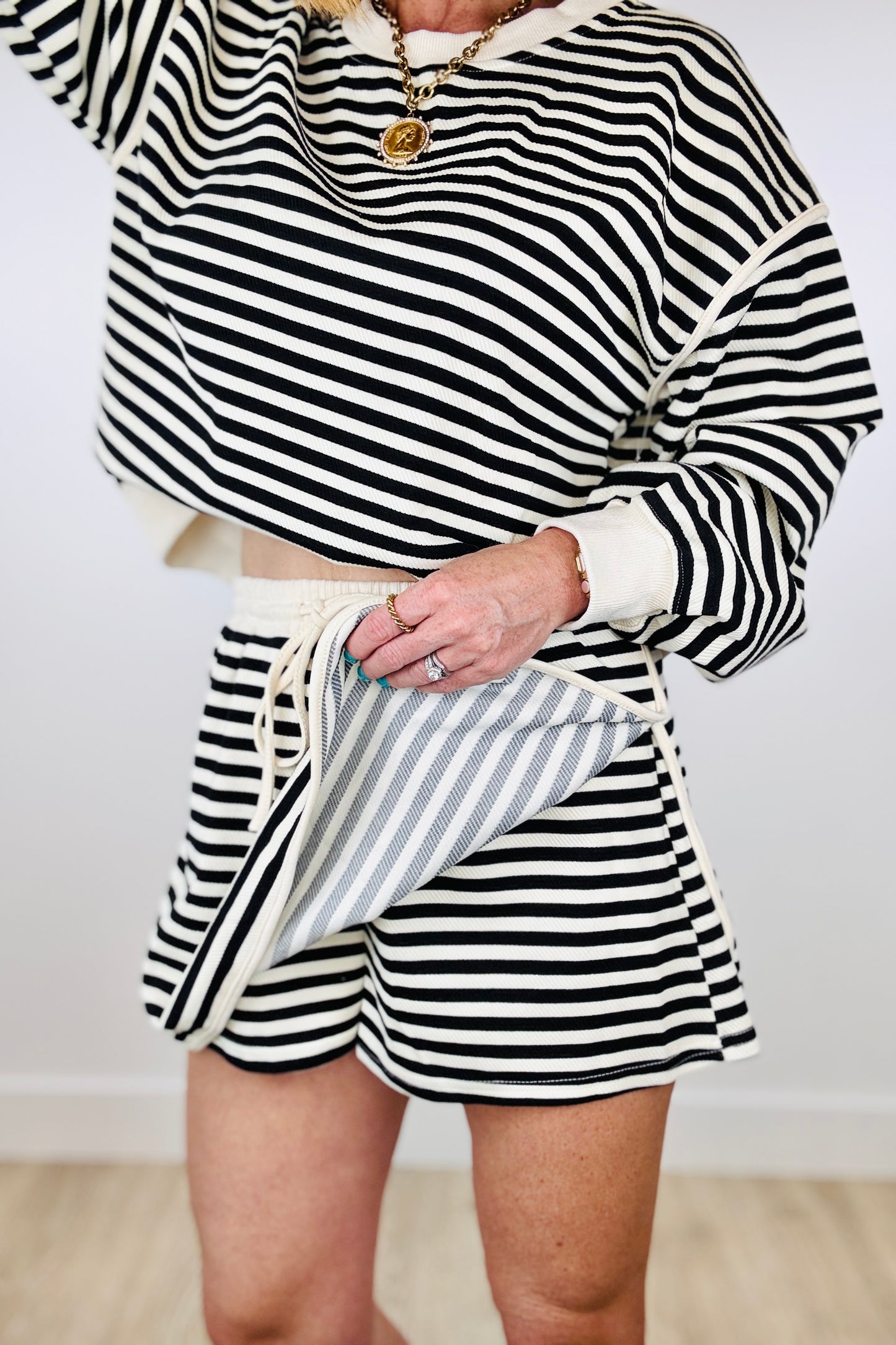 Black Stripe Knit Skort (Reg.)